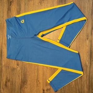 GRRRL Blue and Yellow Chun Li Inspired Athletic Leggings - Med/Large